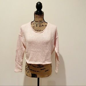 American Eagle Cropped Cotton Pale Pink Sweater